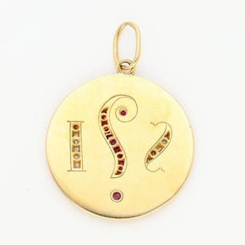 Pendentif - 18 carats Or jaune Diamant (Naturelle) - rubis
