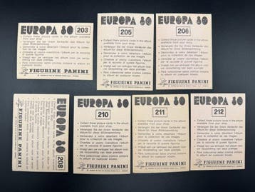 1980 Panini #203, 205/206, 208, 210/212 Europa 80 - France &, Verzamelen, Stickers, Nieuw