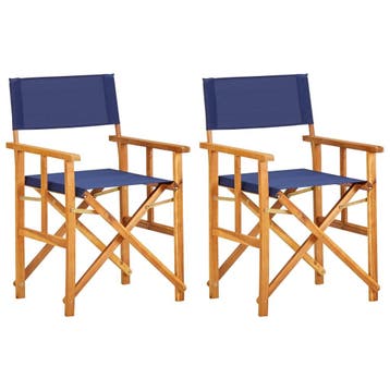 vidaXL Regisseursstoelen 2 st massief acaciahout blauw, Verzenden, Nieuw
