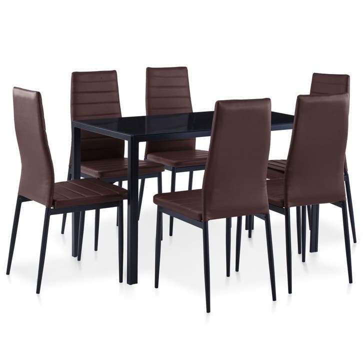vidaXL 7-delige Eethoek bruin, Maison & Meubles, Salles à manger complètes, Envoi