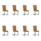 Set van 8 Leren eetkamerstoelen Dry - Toledo Camel (bruin), Huis en Inrichting, Ophalen of Verzenden, Nieuw, Leer, Eén
