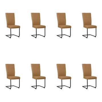 Set van 8 Leren eetkamerstoelen Dry - Toledo Camel (bruin), Ophalen of Verzenden