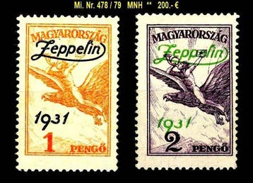 Hongarije 1931 - Zeppelinvaart naar Hongarije, Zeppelinsatz, Gestempeld