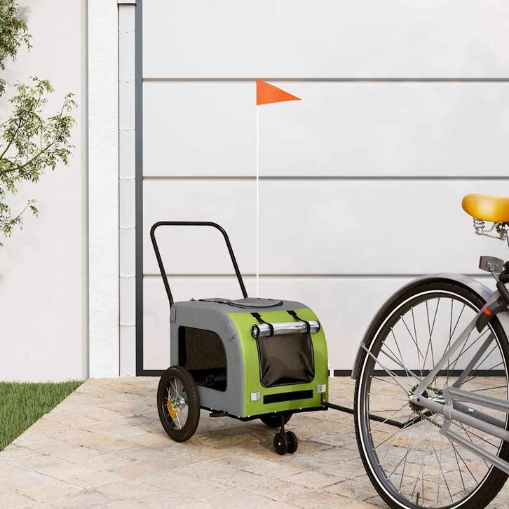 vidaXL Fietskar voor huisdieren Groen en rood 125 x 53 x 54, Animaux & Accessoires, Autres accessoires pour animaux, Envoi