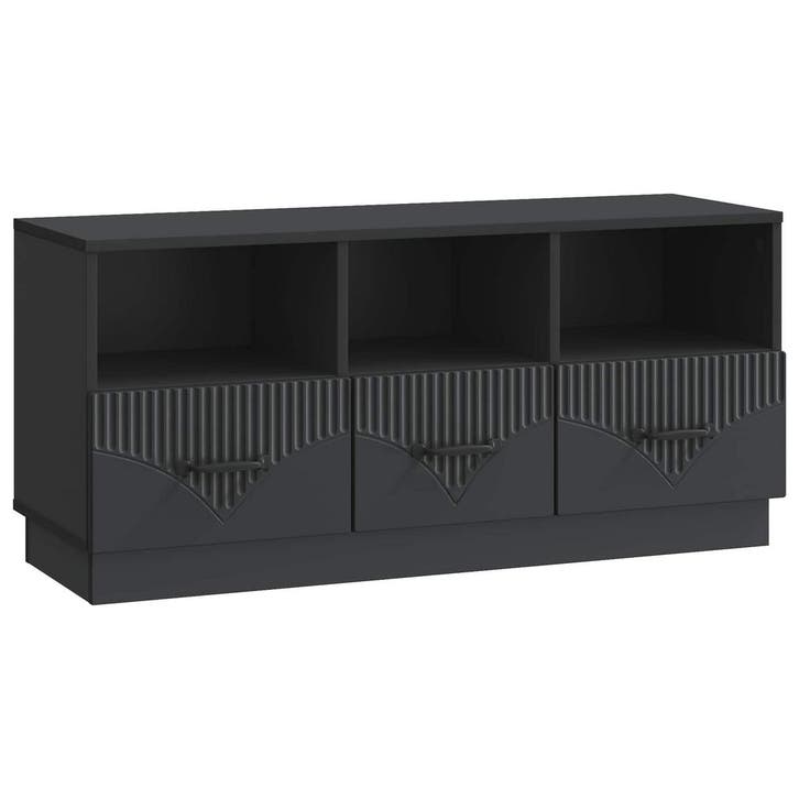 vidaXL TV Kast met lade Zwart 102 x 34,5 x 47 cm Bewerkt, Huis en Inrichting, Kasten |Televisiemeubels, Nieuw, Verzenden