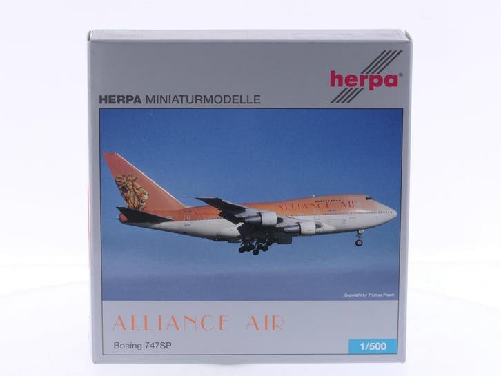 Schaal 1:500 Herpa 515207  Alliance Air Boeing 747SP Reg...., Hobby en Vrije tijd, Modelbouw | Vliegtuigen en Helikopters, Gebruikt