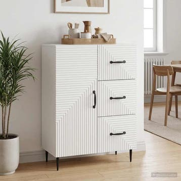 vidaXL Dressoir Wit 66 x 34,5 x 89,5 cm Bewerkt hout, Huis en Inrichting, Kasten | Dressoirs, Verzenden, Nieuw