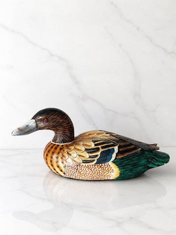 Lokeend - Large 33 cm Hand-Carved Wooden Mallard Duck –