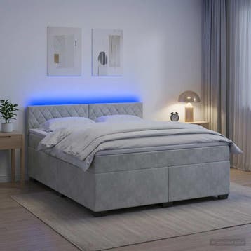 vidaXL Boxspringbed met matras en LED Lichtgrijs 140 x 190, Verzenden, Nieuw
