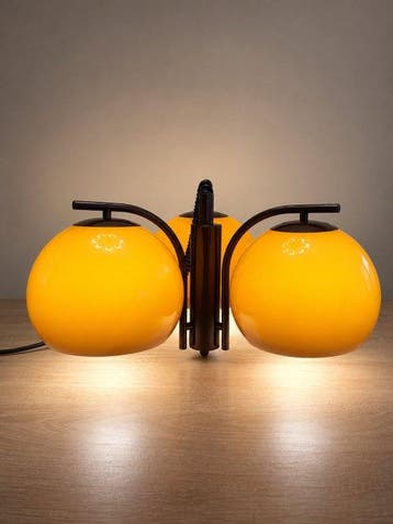 3-Light Adjustable Space Age Pendant Lamp – 1970s - Lustre