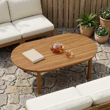vidaXL Tafelblad 120 x 70 x 3,5 cm Ovaal Massief Teakhout, Verzenden, Nieuw