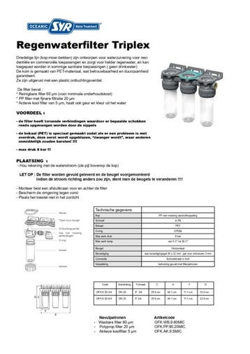 Regenwaterfilter voorfilter SYR triplex 3/4 aansluiting, Ophalen of Verzenden