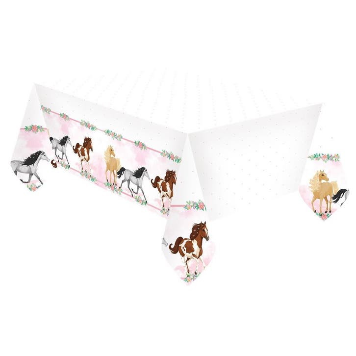Plastic Tafelkleed Paarden 1,8m, Hobby en Vrije tijd, Feestartikelen, Nieuw, Verzenden