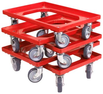 Dolly 60x40x15 rood met 4 rubberen zwenkwielen nieuw Set, Ophalen of Verzenden