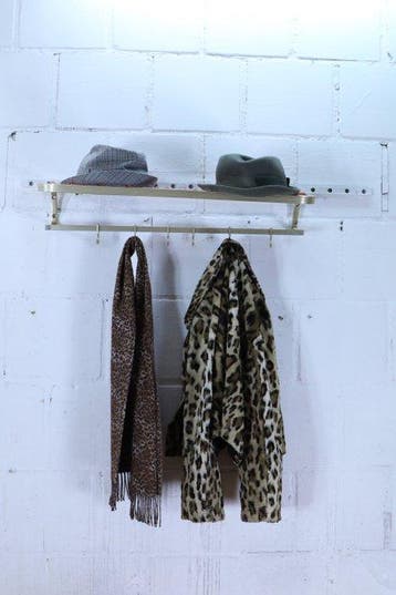 Kapstok - Vintage bagagerek voor trein met haken -