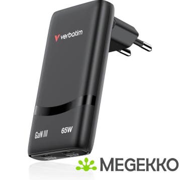 Verbatim 32354 Fold n Go GaN 2x USB-C Oplader 65W, Computers en Software, Laptop-opladers, Verzenden, Nieuw