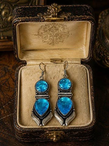 Zonder minimumprijs - Oorbellen Zilver - Zwitserse Blauwe, Nieuw