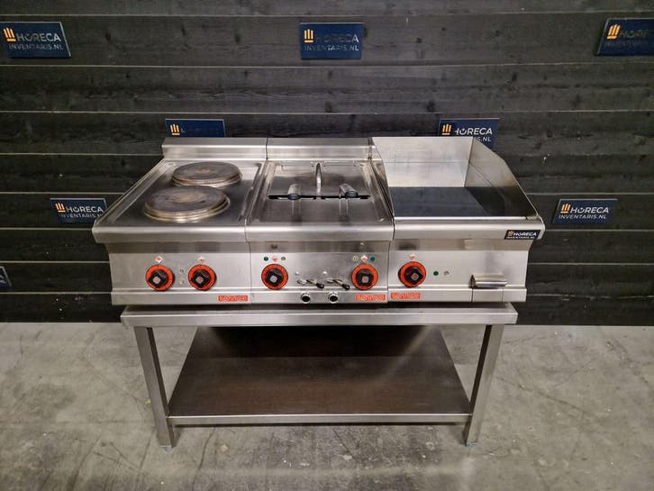 Kooklijn | Lotus | 2-pits fornuis, dubbele friteuse,, Zakelijke goederen, Horeca | Keukenapparatuur, Gebruikt, Fornuis, Frituur en Grillen