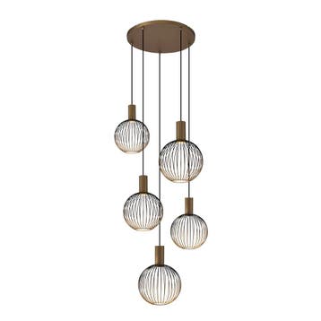Moderne Hanglampen Ascha 5-lichts Hanglamp Zacht Brons, Verzenden, Nieuw