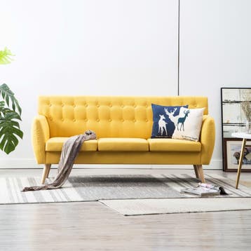 vidaXL Driezitsbank / zetel 172x70x82 cm stof geel, Verzenden, Nieuw