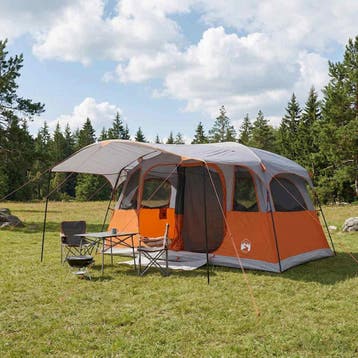 vidaXL Tunneltent 10-persoons Grijs en Oranje Polyester en, Verzenden, Nieuw