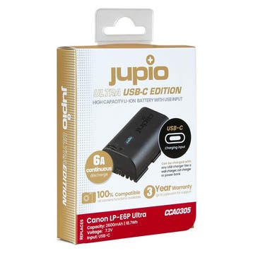 Jupio accu Canon LP-E6P Ultra USB-C Edition  (2600mAh), Audio, Tv en Foto, Accu's en Batterijen, Ophalen of Verzenden, Nieuw