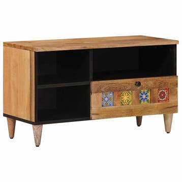 vidaXL TV Kast met lade Naturel 80 x 33 x 46 cm Massief, Verzenden