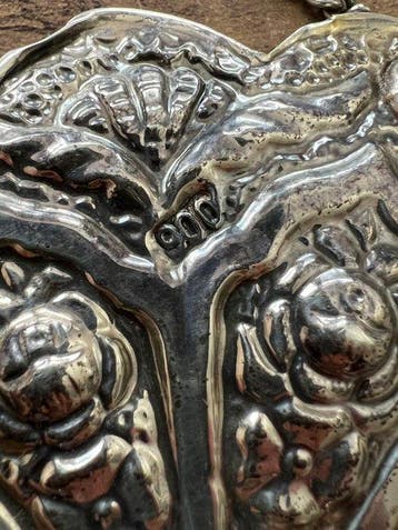 Spiegel - .900 zilver, Antiek en Kunst