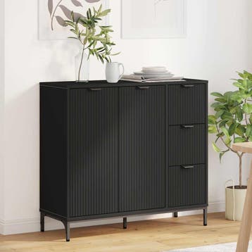 vidaXL Dressoir Zwart 89,5 x 33 x 82 cm Bewerkt hout, Verzenden, Nieuw