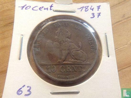 België - Belgie 10 centime 1847/37 (met punt achter BRAEM.., Postzegels en Munten, Munten | België, Losse munt, Verzenden