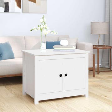 vidaXL Salontafel 71x49x55 cm massief grenenhout wit, Verzenden, Nieuw