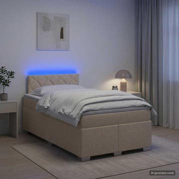 vidaXL Boxspringbed met matras en LED Crèmekleurig 120 x 190, Verzenden, Nieuw