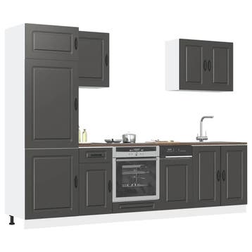 vidaXL 7-delige Keukenkastenset Kalmar bewerkt hout zwart, Verzenden, Nieuw