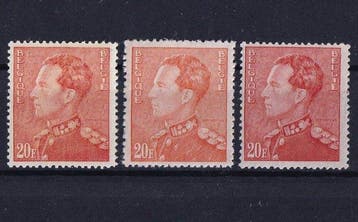 België 1946/1953 - de 3 bijkomende nuances Poortman 20F, Gestempeld