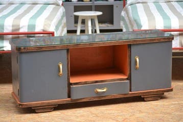 Kabinet - Hout, Glas, Metaal - Mobile Basso Vintage