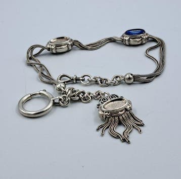 Argent - Chaîne - Avec des pinceaux et un cabochon., Bijoux, Sacs & Beauté
