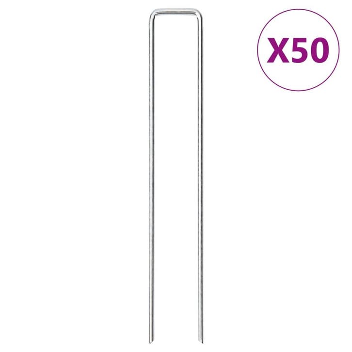 vidaXL Grondharingen 50 st U-vormig 20x3,5 cm gegalvaniseerd, Caravans en Kamperen, Tentaccessoires, Nieuw, Verzenden