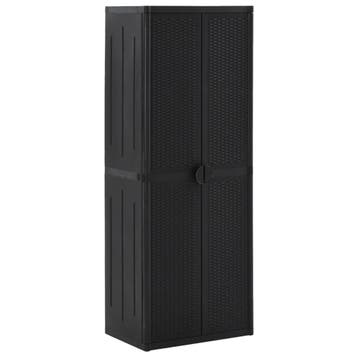 vidaXL Tuinkast 65x45x172 cm PP rattan zwart, Huis en Inrichting, Verzenden, Nieuw