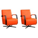 Set van 2 Leren draaifauteuils Mood - Toledo Orange, Maison & Meubles, Fauteuils, Ophalen of Verzenden