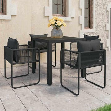 vidaXL 5-delige Tuinset PVC-rattan zwart, Tuin en Terras, Verzenden, Nieuw, Tuinset