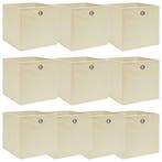 vidaXL Opbergboxen 10 st 32x32x32 cm stof crèmekleurig, Verzenden