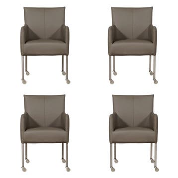 Set van 4 Leren eetkamerstoelen Desire - Toledo Smog, Ophalen of Verzenden