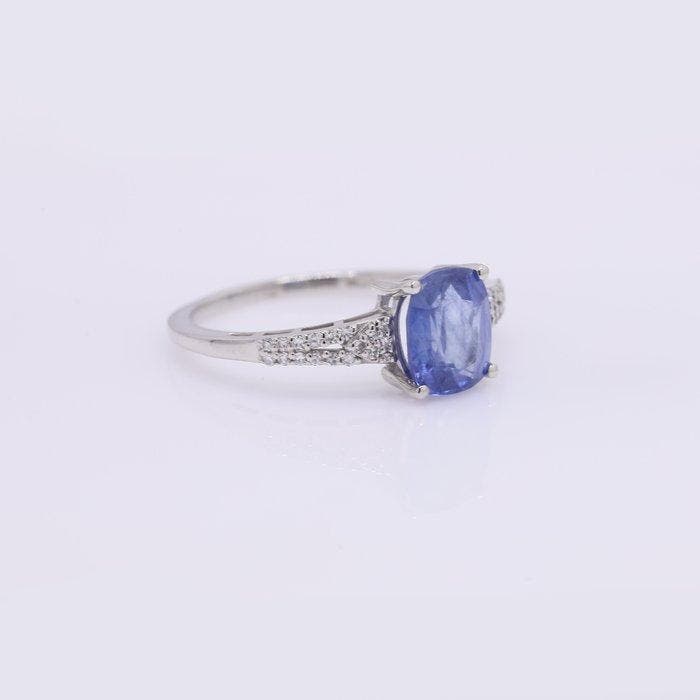 Zonder minimumprijs - Ring Platina - 2.17ct. tw. Saffier -, Handtassen en Accessoires, Ringen