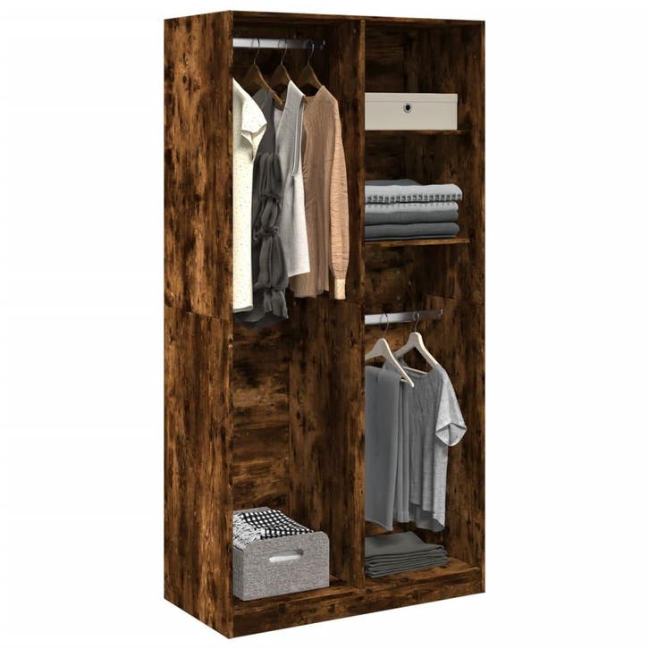 vidaXL Kledingkast 100x50x200 cm bewerkt hout gerookt, Huis en Inrichting, Kasten | Kleerkasten, Nieuw, Verzenden