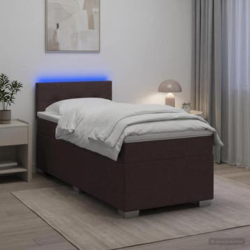 vidaXL Boxspringbed met matras en LED Donkerbruin 90 x 190, Verzenden