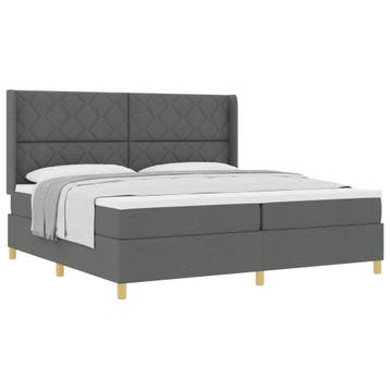 vidaXL Boxspring bed met hoofdeinde Donkergrijs 200 x 200 cm, Verzenden