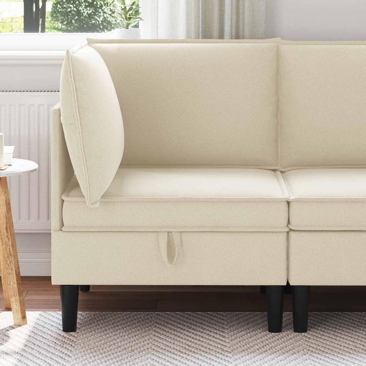 vidaXL Hoek Sofa met Opbergruimte Crèmekleurig Fluweel, Huis en Inrichting, Zetels | Zetels, Nieuw, Verzenden