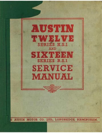 1948 AUSTIN TWELVE | SIXTEEN WERKPLAATSHANDBOEK ENGELS