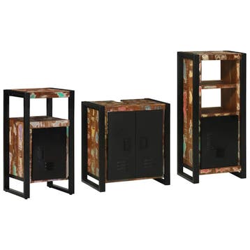 vidaXL Badkamermeubel Set met lade 3 pcs Massief, Verzenden, Nieuw