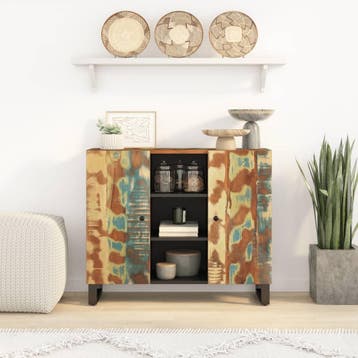 vidaXL Dressoir met 2 deuren 90x33x75 cm massief gerecycled, Verzenden